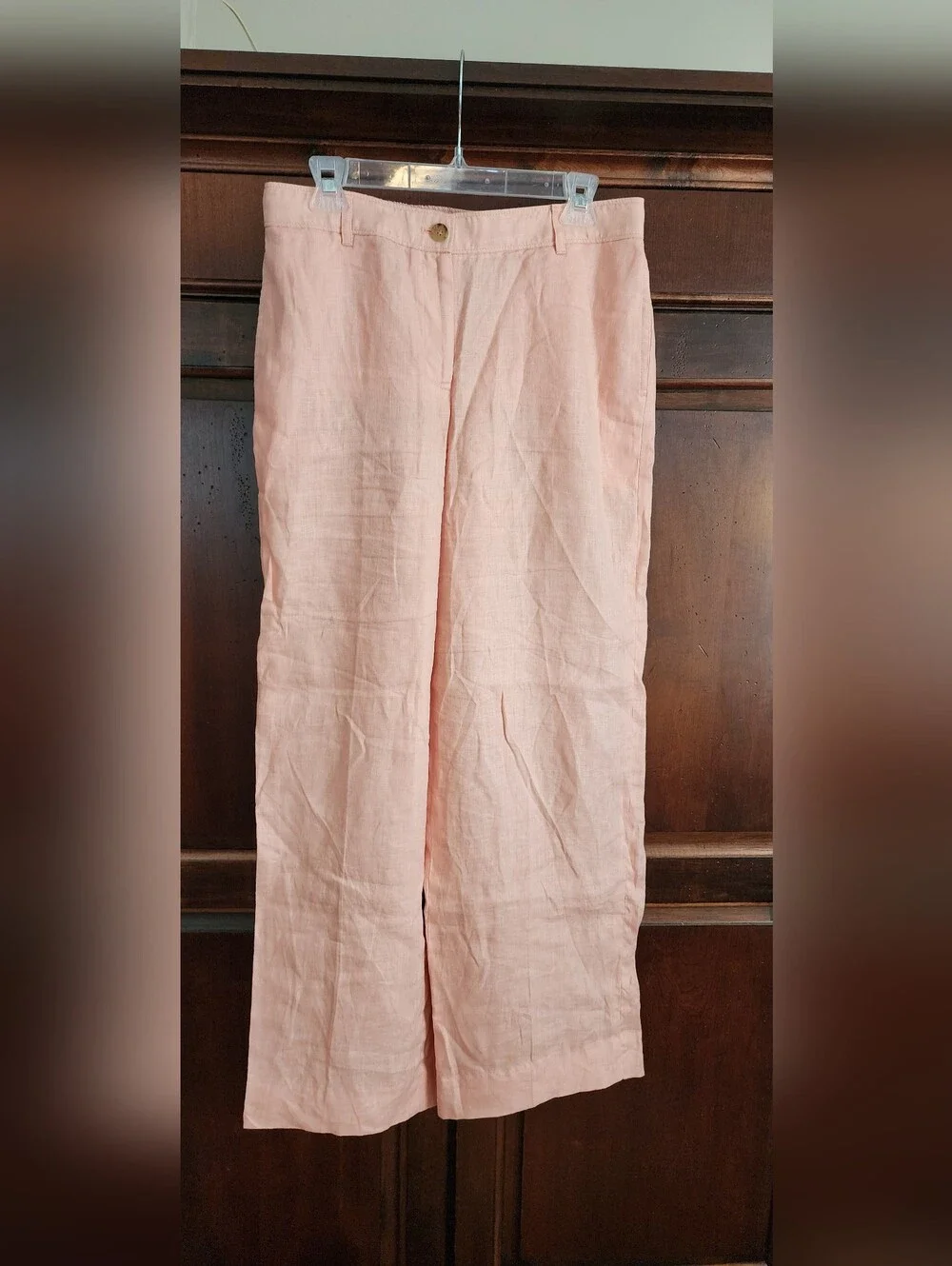 J Crew Light Blush Peach Wide-Leg 100% Linen Pants, Size M